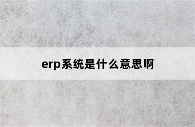 erp系统是什么意思啊