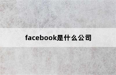 facebook是什么公司