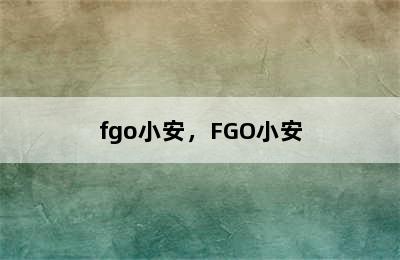 fgo小安，FGO小安