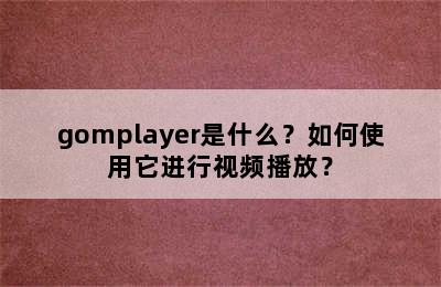 gomplayer是什么？如何使用它进行视频播放？