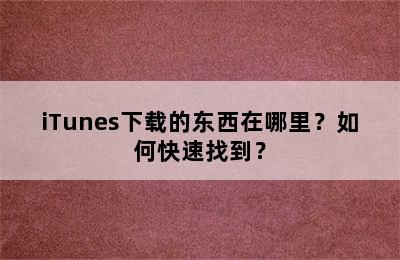 iTunes下载的东西在哪里？如何快速找到？