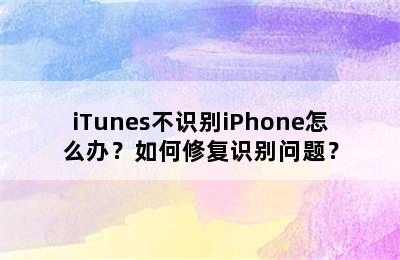 iTunes不识别iPhone怎么办？如何修复识别问题？