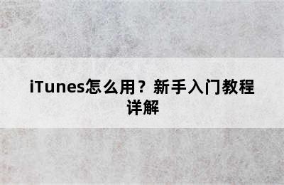 iTunes怎么用？新手入门教程详解