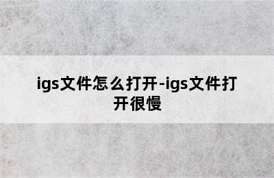 igs文件怎么打开-igs文件打开很慢