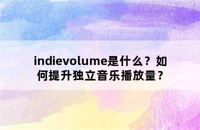 indievolume是什么？如何提升独立音乐播放量？