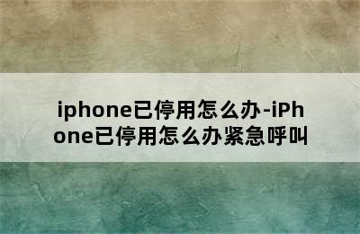 iphone已停用怎么办-iPhone已停用怎么办紧急呼叫