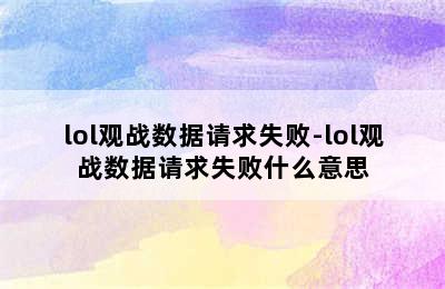 lol观战数据请求失败-lol观战数据请求失败什么意思