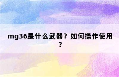 mg36是什么武器？如何操作使用？