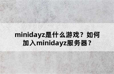 minidayz是什么游戏？如何加入minidayz服务器？