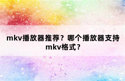 mkv播放器推荐？哪个播放器支持mkv格式？