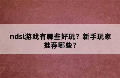 ndsl游戏有哪些好玩？新手玩家推荐哪些？