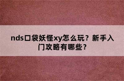 nds口袋妖怪xy怎么玩？新手入门攻略有哪些？