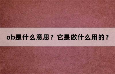 ob是什么意思？它是做什么用的？