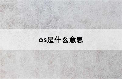 os是什么意思