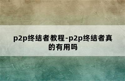 p2p终结者教程-p2p终结者真的有用吗