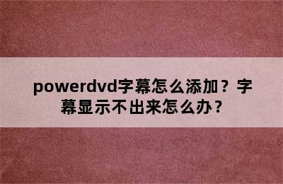 powerdvd字幕怎么添加？字幕显示不出来怎么办？