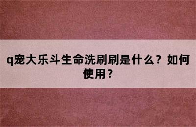 q宠大乐斗生命洗刷刷是什么？如何使用？