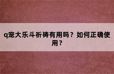 q宠大乐斗祈祷有用吗？如何正确使用？