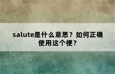 salute是什么意思？如何正确使用这个梗？