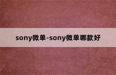 sony微单-sony微单哪款好