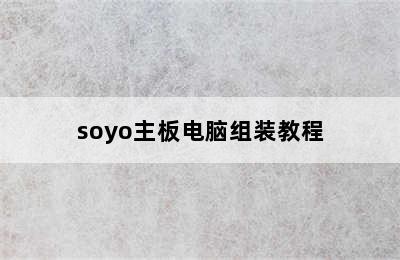 soyo主板电脑组装教程