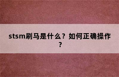 stsm刷马是什么？如何正确操作？