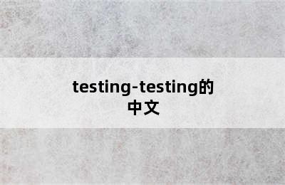testing-testing的中文