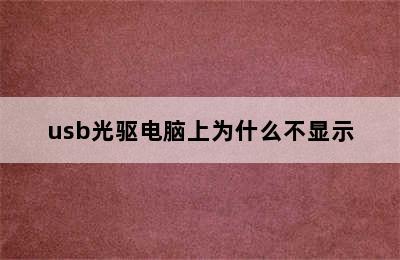 usb光驱电脑上为什么不显示