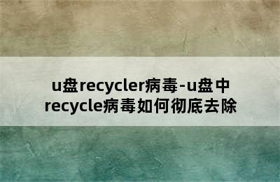 u盘recycler病毒-u盘中recycle病毒如何彻底去除