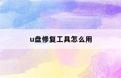 u盘修复工具怎么用