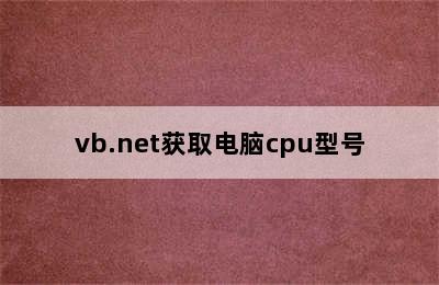 vb.net获取电脑cpu型号