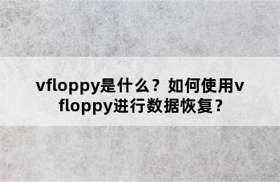 vfloppy是什么？如何使用vfloppy进行数据恢复？