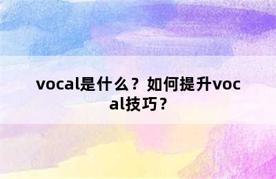 vocal是什么？如何提升vocal技巧？