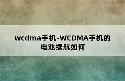 wcdma手机-WCDMA手机的电池续航如何