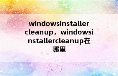 windowsinstallercleanup，windowsinstallercleanup在哪里