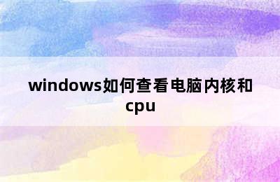 windows如何查看电脑内核和cpu