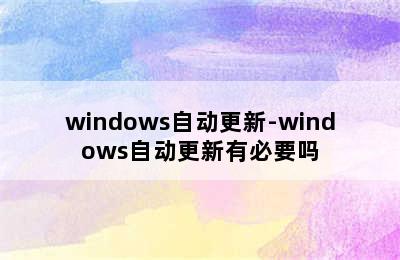 windows自动更新-windows自动更新有必要吗