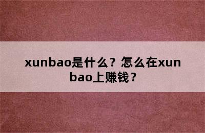 xunbao是什么？怎么在xunbao上赚钱？