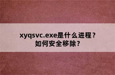 xyqsvc.exe是什么进程？如何安全移除？