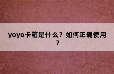 yoyo卡箱是什么？如何正确使用？