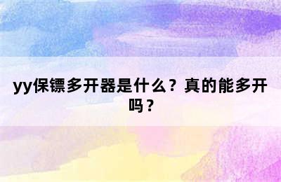 yy保镖多开器是什么？真的能多开吗？