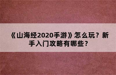 《山海经2020手游》怎么玩？新手入门攻略有哪些？