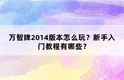 万智牌2014版本怎么玩？新手入门教程有哪些？