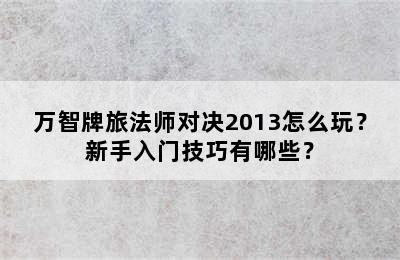 万智牌旅法师对决2013怎么玩？新手入门技巧有哪些？