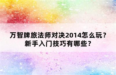 万智牌旅法师对决2014怎么玩？新手入门技巧有哪些？