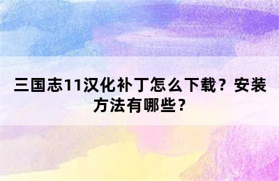 三国志11汉化补丁怎么下载？安装方法有哪些？