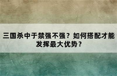 三国杀中于禁强不强？如何搭配才能发挥最大优势？