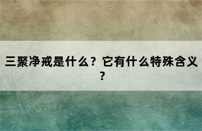 三聚净戒是什么？它有什么特殊含义？