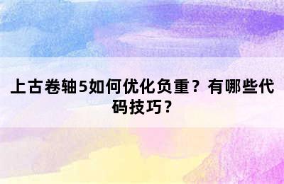 上古卷轴5如何优化负重？有哪些代码技巧？