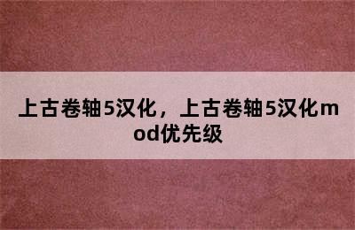 上古卷轴5汉化，上古卷轴5汉化mod优先级